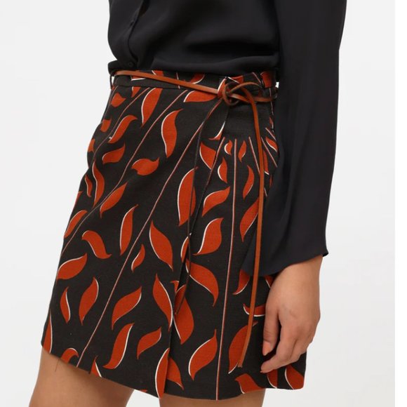 Dorothee Schumacher Black +Orange Wrap Mini Skirt-Cotton-Large - Picture 3 of 16